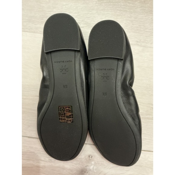 Tory Burch Black Leather Eddie Ballet 2.0 Flats Women\'s Size‎ 5.5 New With Tags